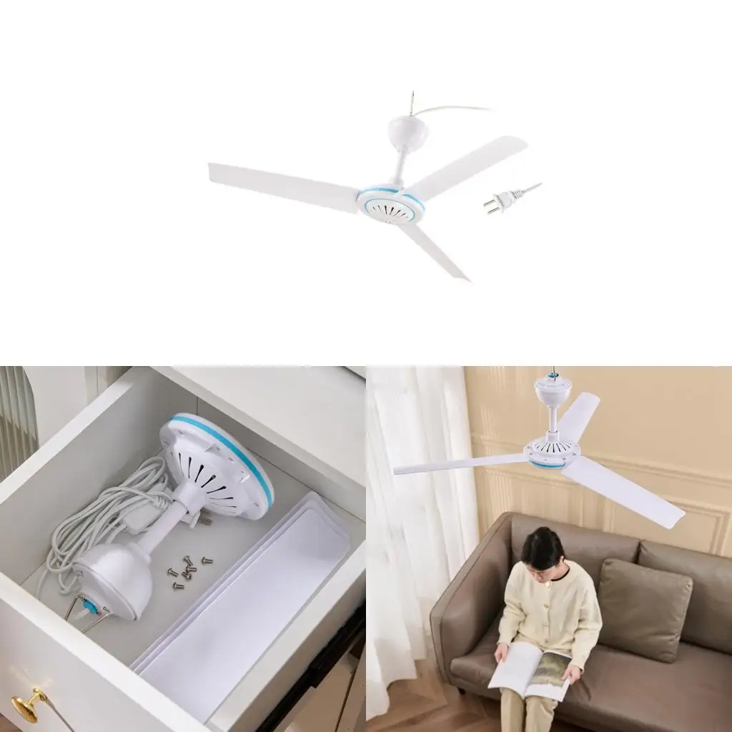 27.5Inch Hanging Ceiling Fan Noiseless Cooling Fan With Power Switches 3 Blade 220V 50Hz For Indoor Outdoor Use