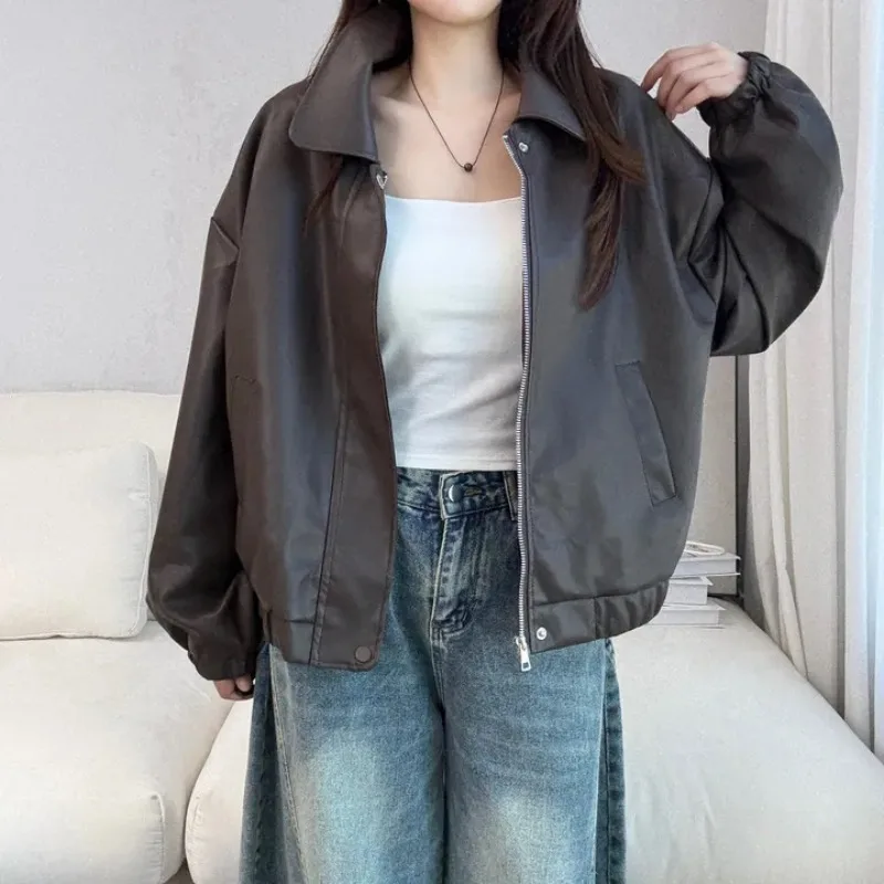 Colletto con doppia cerniera Jaet in pelle larga ampia da donna Autunno Inverno Nuovo Sle Faionable Versatile sensazione di fascia alta