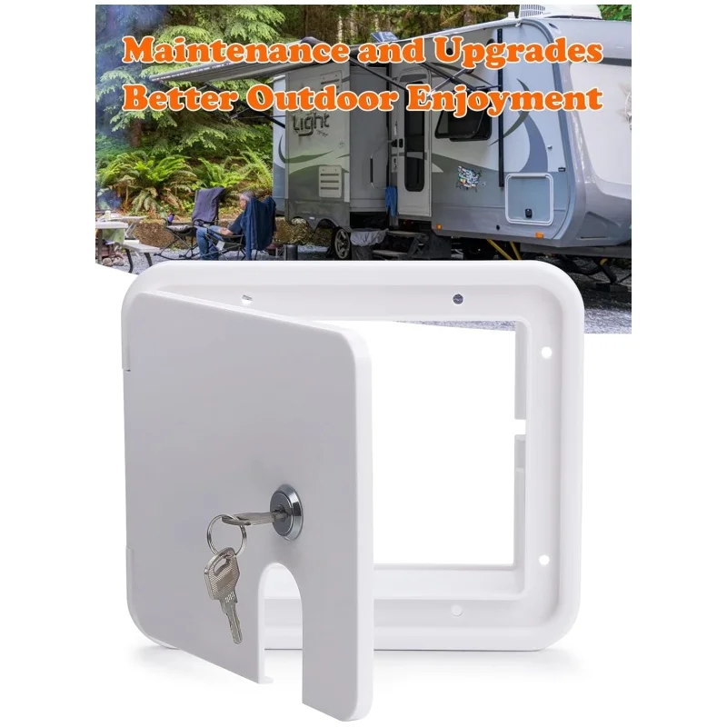 

Люк для хранения шнура для автофургона с 2 ключами, белая дверца отсека для кабеля электропитания и шланга для кемпера, аксессуары для автофургонов