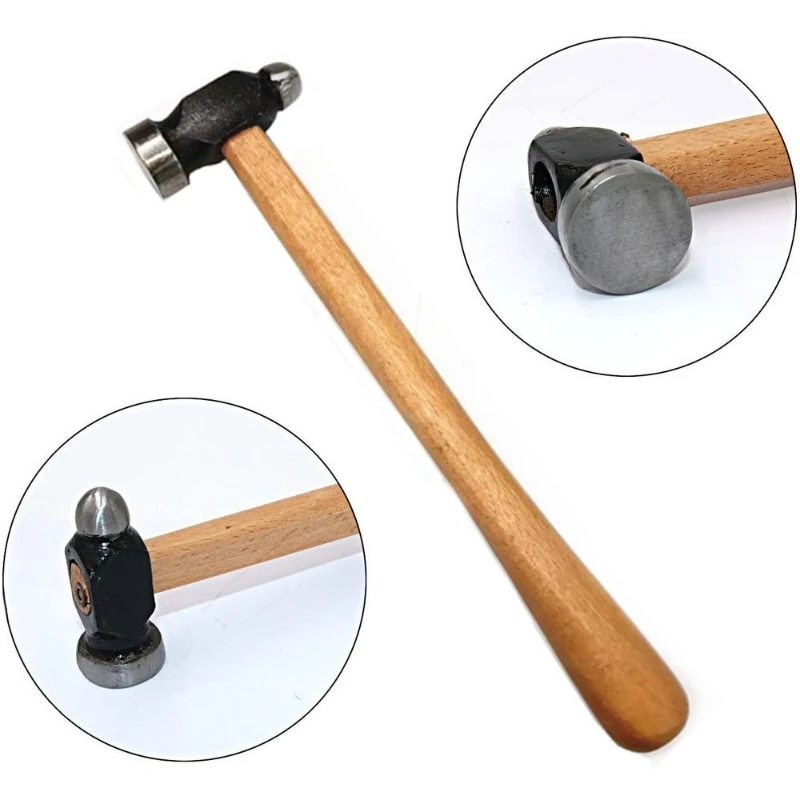 Wooden Handle Hammer Flat Head and Round Head Hammer Woodworking for Installing Jewelry Accessories DIY Making