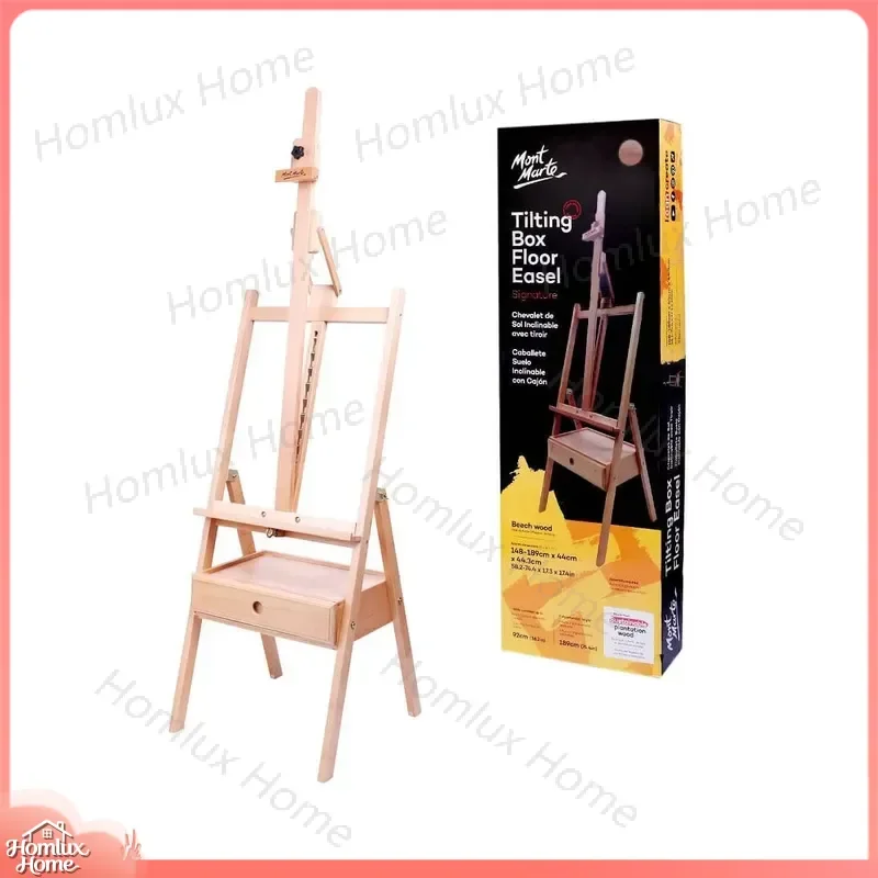 Mont Marte Wooden Artist Easel Adjustable Tilt Box Floor Easel for Painting Drawing Sketching Art Studio Craft Hobby