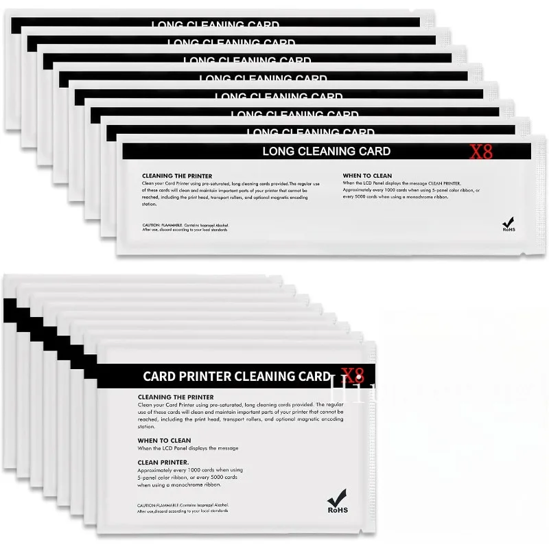 16 Hojas de Limpieza para Impresora de Tarjetas de Identificación Zebra ZXP1 ZXP3, Kit de Limpieza de Alimentador de Tarjetas, 105999-301