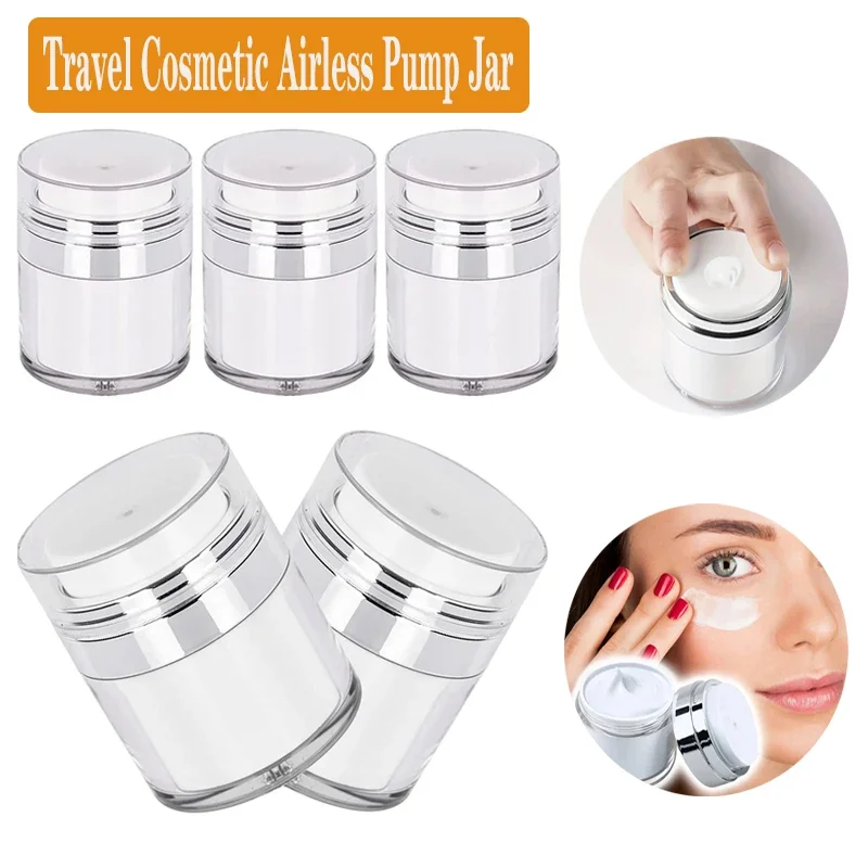 

15/30/50ml Portable Travel Empty Airless Pump Jar Eye Cream Dispenser Refillable Leak Proof Cosmetic Bottle Storage Container