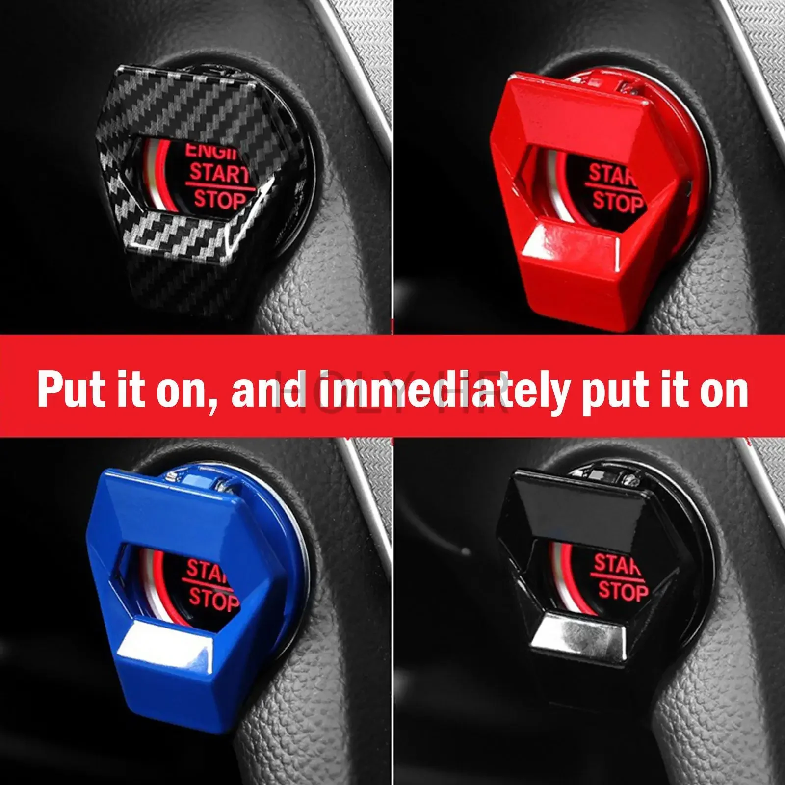 New Car Engine Start Stop Switch Button Cover Decorative Auto Accessories Push Button Sticky Cover Car Interior Car-Styling