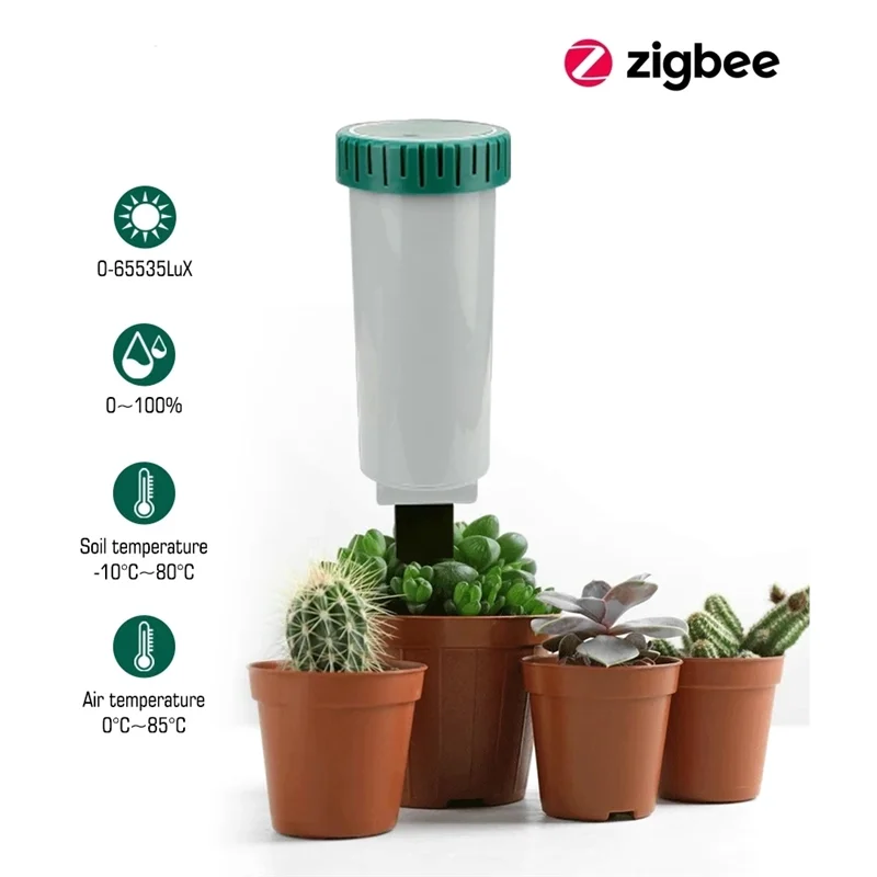 

Zigbee Smart 4 в 1, тестер почвы, измеритель солнечного света/температуры/влажности, датчик влажности земли, монитор с дистанционным управлением для садоводства