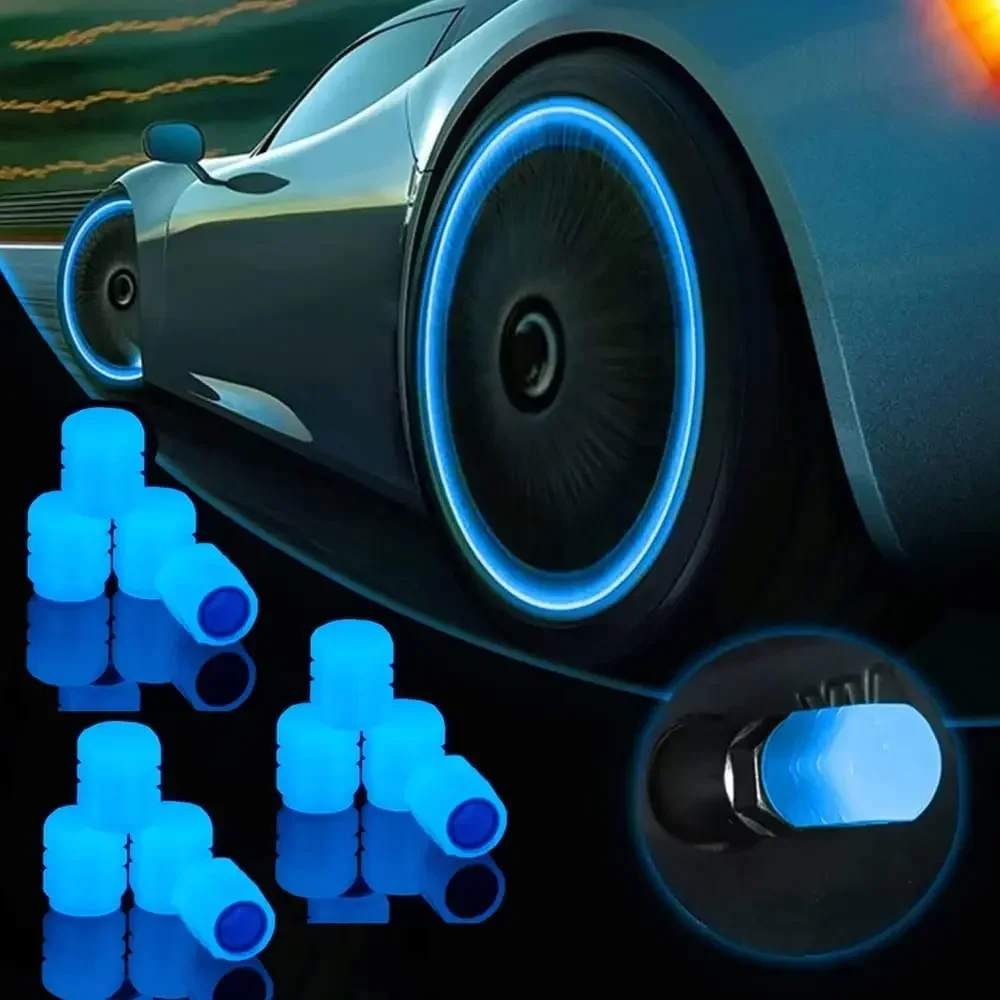 5 Color Luminous Tire Valve Cap Car Wheel Hub Glowing Dust-proof Decorative Tyre Rim Stem Covers Applicable Motorcycle Bike