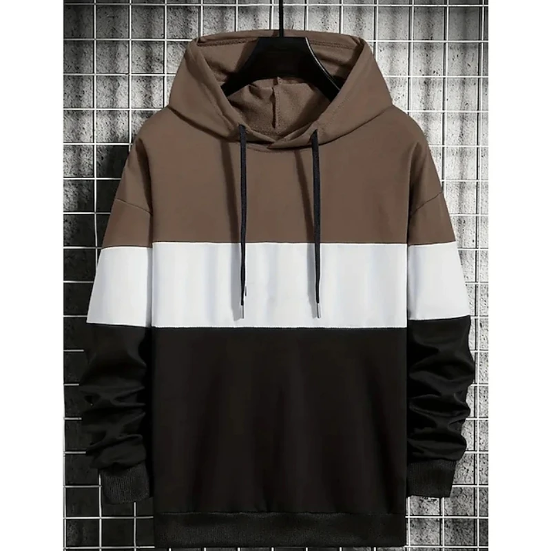 Men's Hoodies Fashion 3D Color Block Print Sweatshirts For Men Casual Simple Style Oversized Pullover Autumn and Winter Clothing