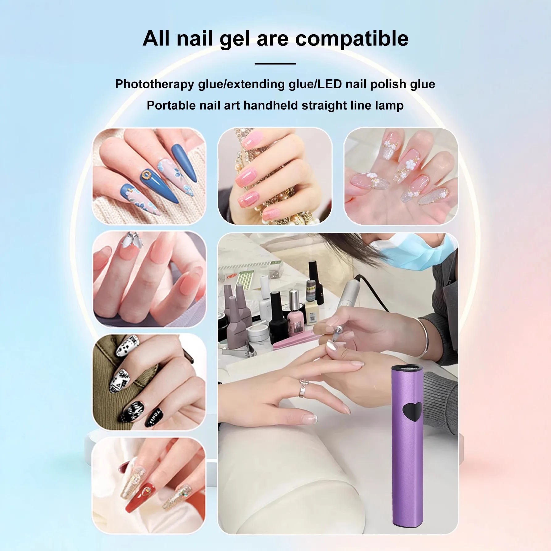 مصباح أظافر احترافي من NRCS، مصباح أظافر صغير الحجم محمول باليد، طلاء أظافر سريع الجفاف، مصباح خبز أظافر، أدوات أظافر.