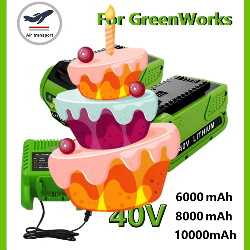 

40V 10000mAh Li- ion Battery Suitable for GreenWorks G-MAX 29252 20202 22262 27062 21242 Replacement of Electric Tools
