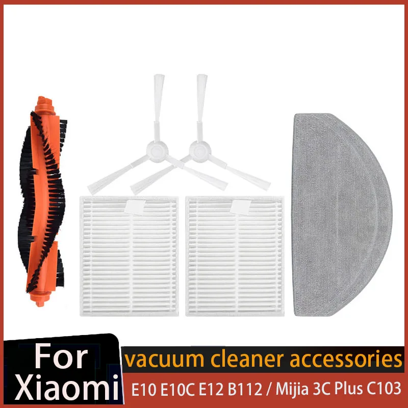 For Xiaomi E10 E10C E12 B112 / Mijia 3C Plus C103 Robot Vacuum Cleaner Spare Parts Accessories Main Side Brush Filter Mop