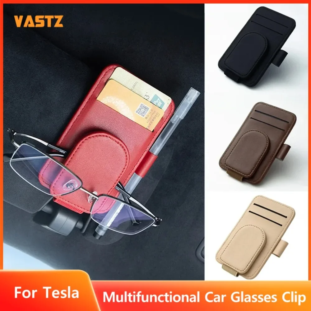 

VASTZ Car Sunshade Visor Glasses Clip Ticket Card Sunglass Holder Pocket Clamp for Tesla Model 3 Y X S Car Interior Accessories