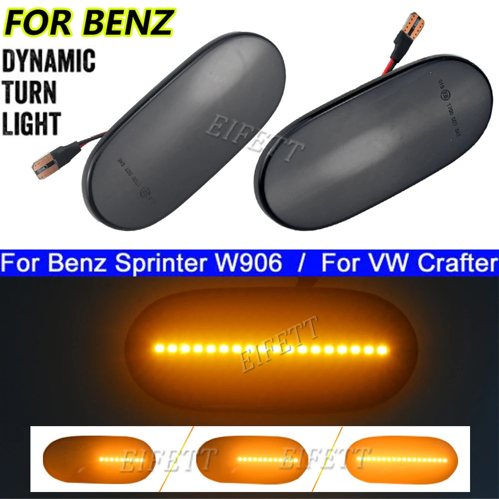2x LED Dynamic Side Marker Lights Arrow Turn Signal Blinker Lamps For Volkswagen Crafter 2006 For Benz Sprinter W906