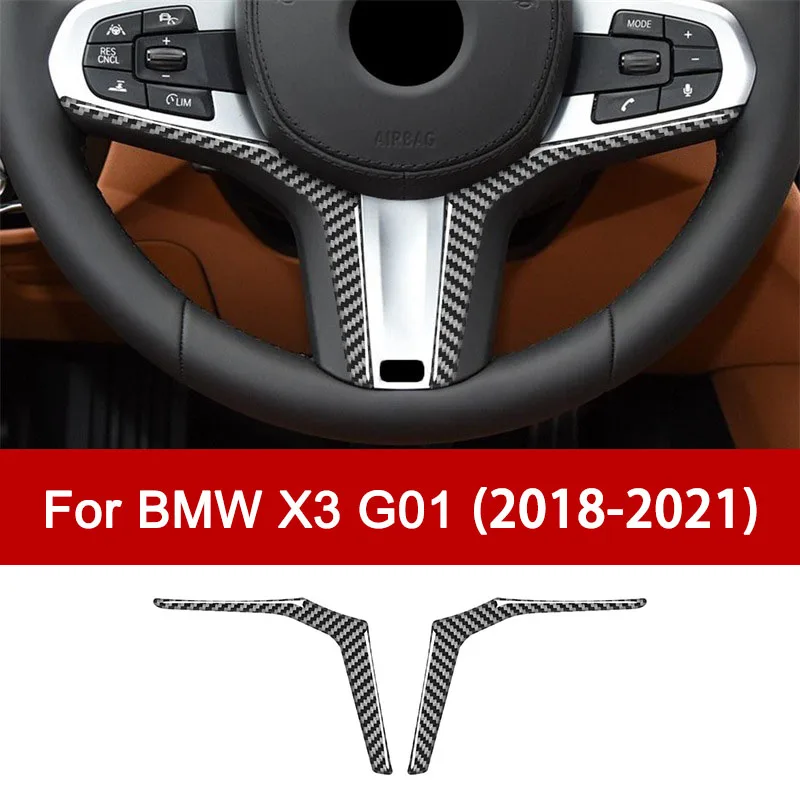 

For BMW X3 G01 2018-2021, Carbon Fiber Steering Wheel Strips Decorative Sticker Interior Modification Accessories Luxury Upgrade