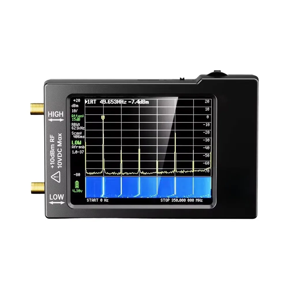 Touchscreen Analyzer Portable RF Tool 2.8 Inch Resistive Screen Dual RF Input Ports Switchable Resolution Bandwidth