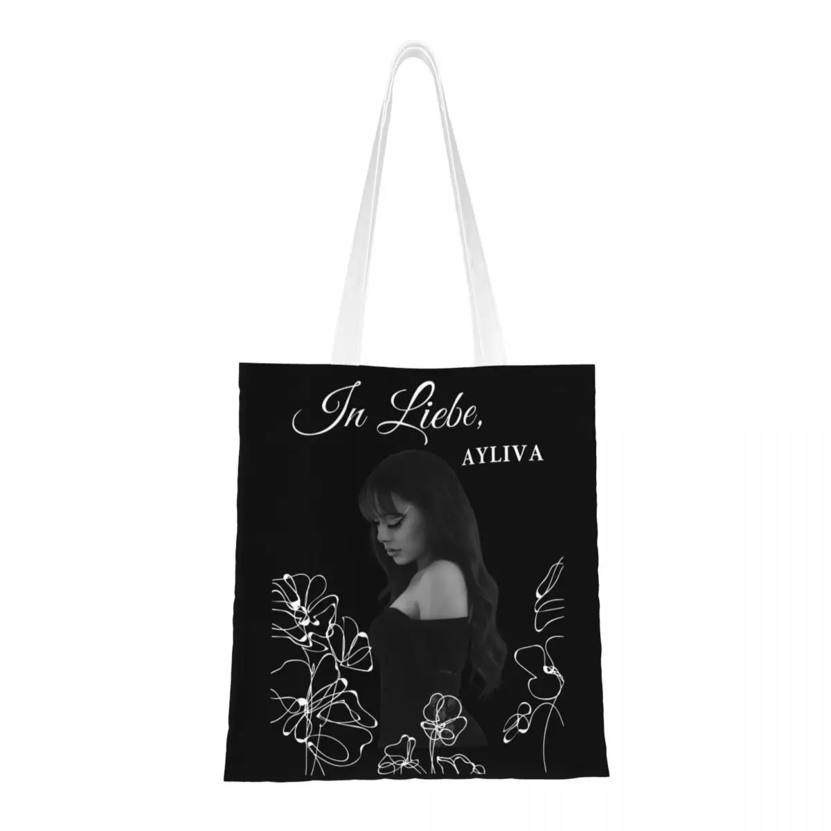 Custom Fashion Ayliva In Liebe Flower Shopping Tote Bag Recycling Grocery Canvas Shoulder Shopper Bag