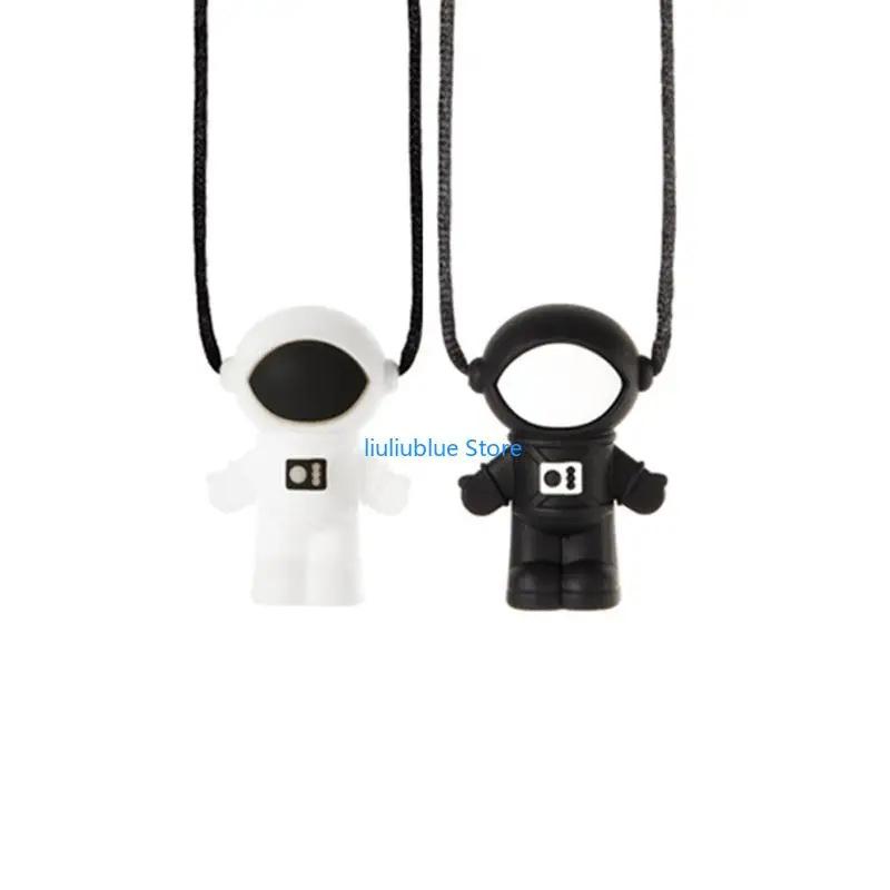 سيليكون رائد الفضاء عضاضة التوحد الحسية مضغ قلادة طفل التسنين لعبة 62CF #3