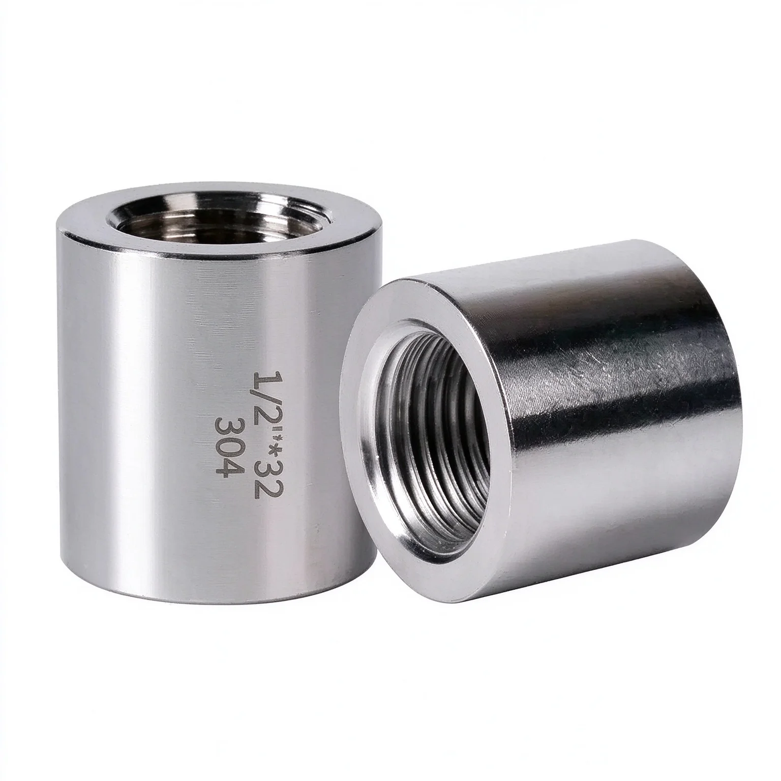 3Pcs 304 Stainless Steel Female Thread Connector, High Pressure Thickened Seamless Internal Thread Welding Explosion-proof Strai