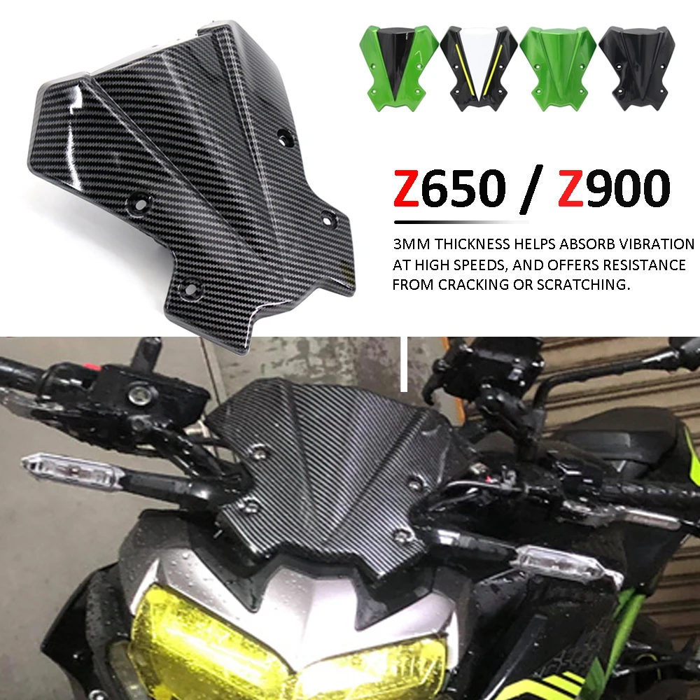 

Motorcycle windshield sun visor front fairing windshield carbon fiber sports windshield suitable for Kawasaki Z650 Z900 20-21