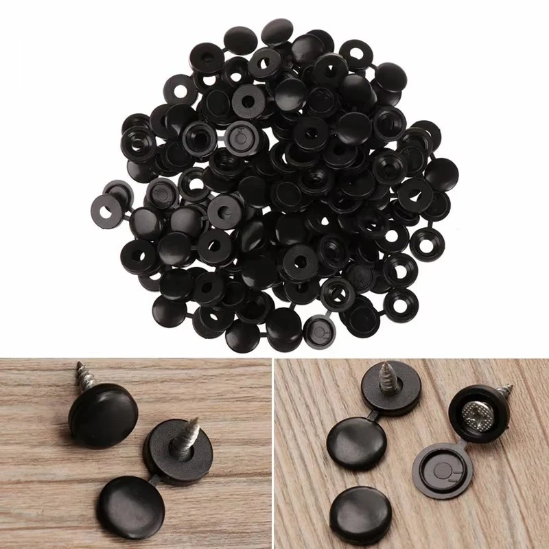Creamily 50PCS Nails Screw Cap Hinged Plastic Screw Cap Cover Fold Snap Protective Cap Button Nuts Fixing Caps For Decor Parts