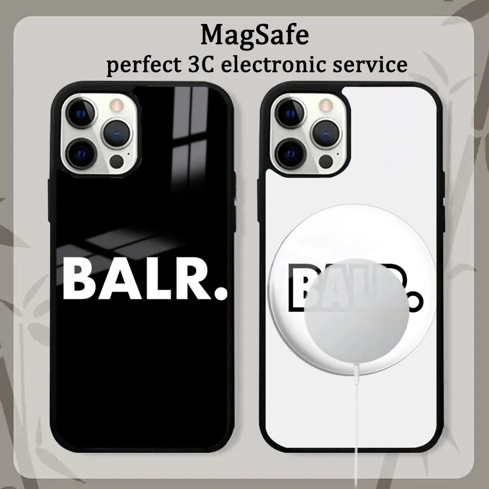 Luxury Brand B-BALR Black Phone Case For iPhone16 15 14 13 12 11 Pro Max Plus Mini Mirror Magnetic Cover