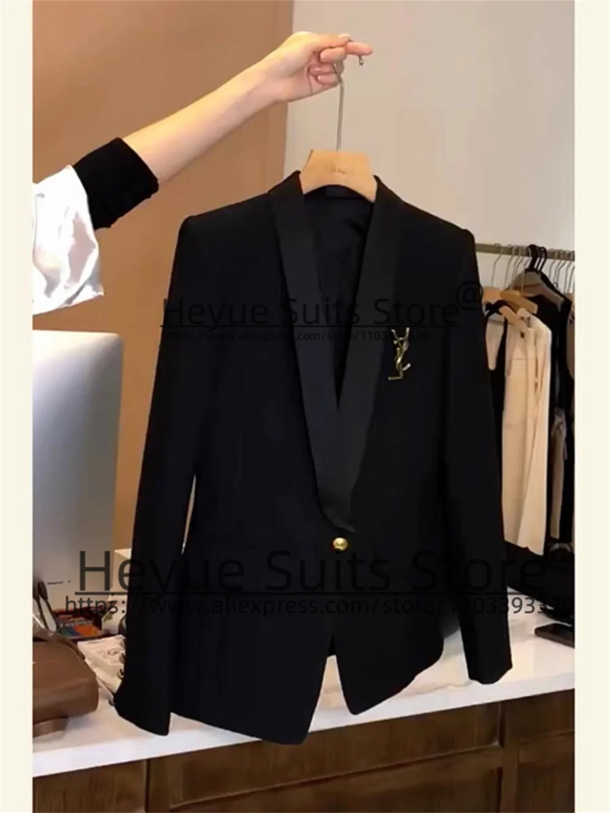 Luxuly Black High-end Men Suits Slim Fit Shawl Lapel Groom Tuxedos Formal Party Prom 2 Pieces Sets trajes elegante para hombres