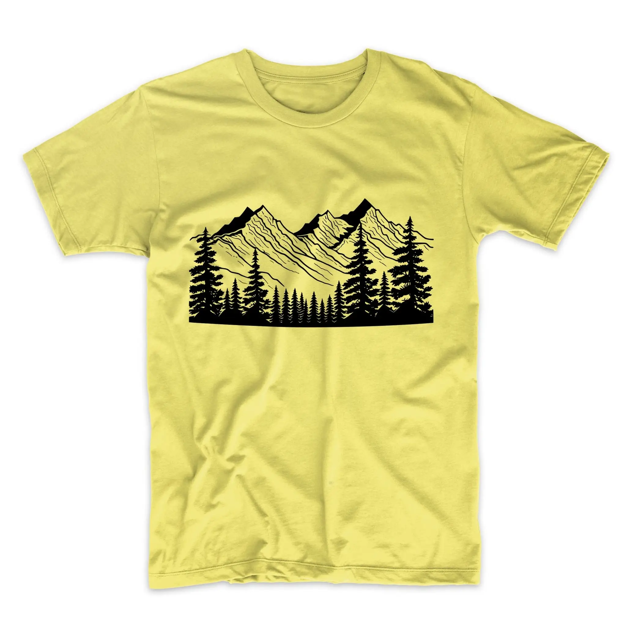 Mountains And Trees Camping Nature Lover T Shirt Simple Minimalist For Outdoorsmen