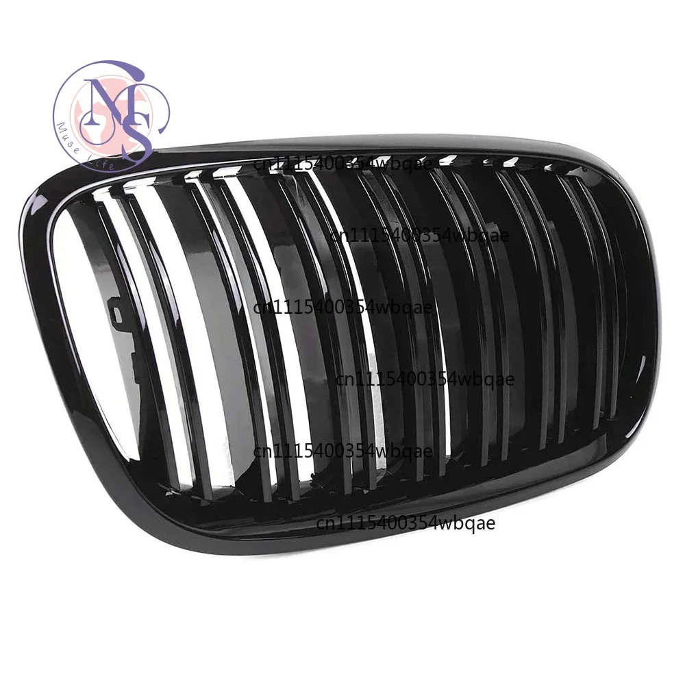 ZOCI-2PCS Gloss Black Single Slat Front Kidney Grille For BMW X5 E70 X6 E71 2007-2014