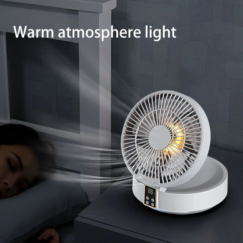 Fans With Remote Control 2023 Portable Rechargeable Ceiling Usb Electric Folding Fan Night Light Air Cooler Home appliance