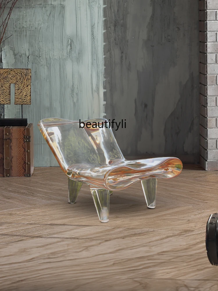 Nordic Light Luxury High-End Dining Chair Transparent Resin Designer Model Backrest Leisure Chair