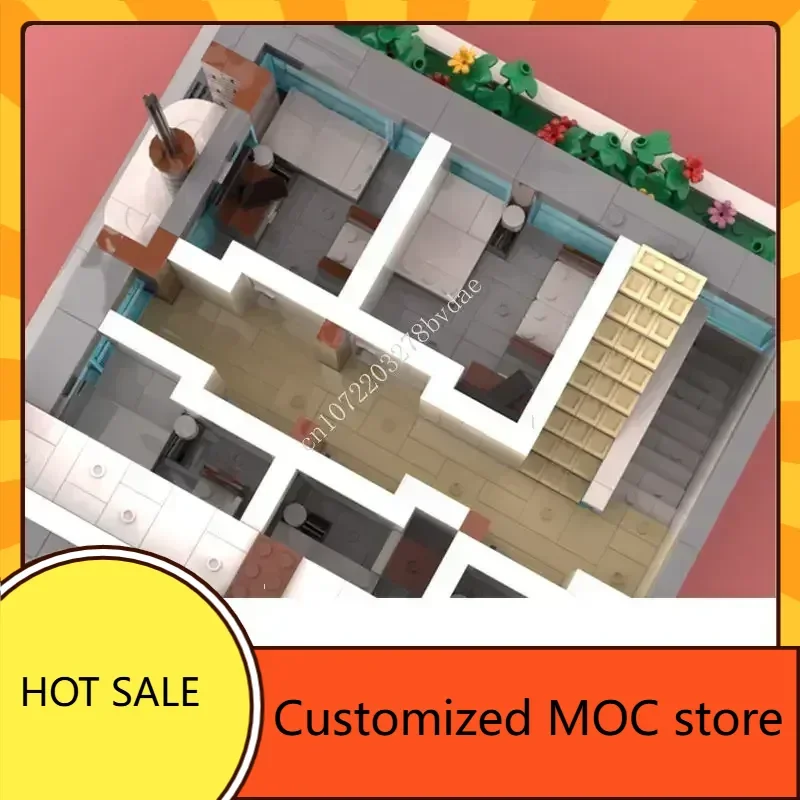 3147PCS Sunshine Hotel Compleanno MOC Puzzle Vacanze creative DIYA Assemblaggio StreetView Architettura Giocattolo di compleanno Regalo di Natale per bambini