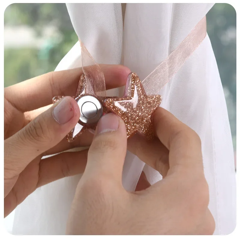 Magnetic New Pentagram Curtain Tie Rope Tieback Accessoires Backs Holdbacks Buckle Clips Hook Holder Home Decor Curtain Ring