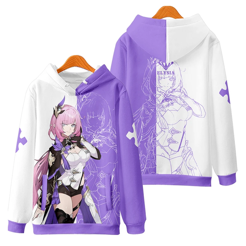 Gra Honkai Impact 3 Elysia Cosplay bluza z kapturem dla mężczyzn bluza w stylu Harajuku odzież uliczna kurtka Hip Hop odzież wierzchnia z kapturem