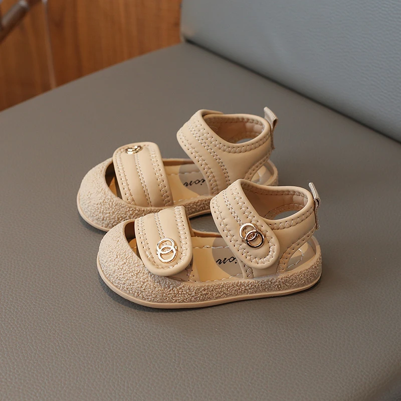 Children\'s Toddler Sandals Summer New Khaki Boys Girls Casual Shoes Beige 0-5-6 Years Old Soft Non-slip Kids Sandals Baby Shoes