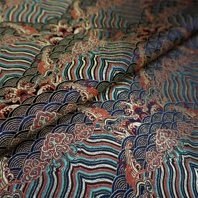 

100*73cm Exquiste Satin Brocade Fabric Luxury Retro Chinese Style Peacock Embroidery Fabric Diy Cheongsam Kimono Apparel Materia