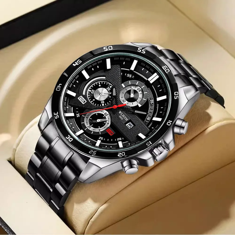 

WLISTH Luxury Men’s Watch Stylish Stainless Steel Quartz Wristwatch with Date Display Cross-Border Hot Sale