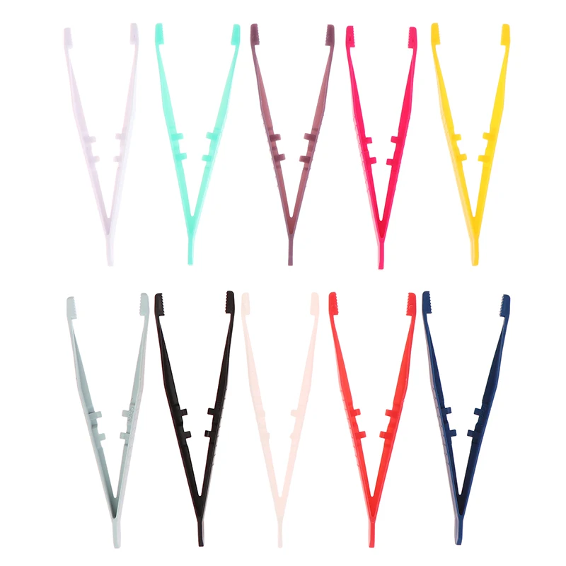 10pcs Plastic Tweezers Medical Repair Small Disposable Tweezers Tools Tweezers Crafts Kids Toys Plastic Clips Random