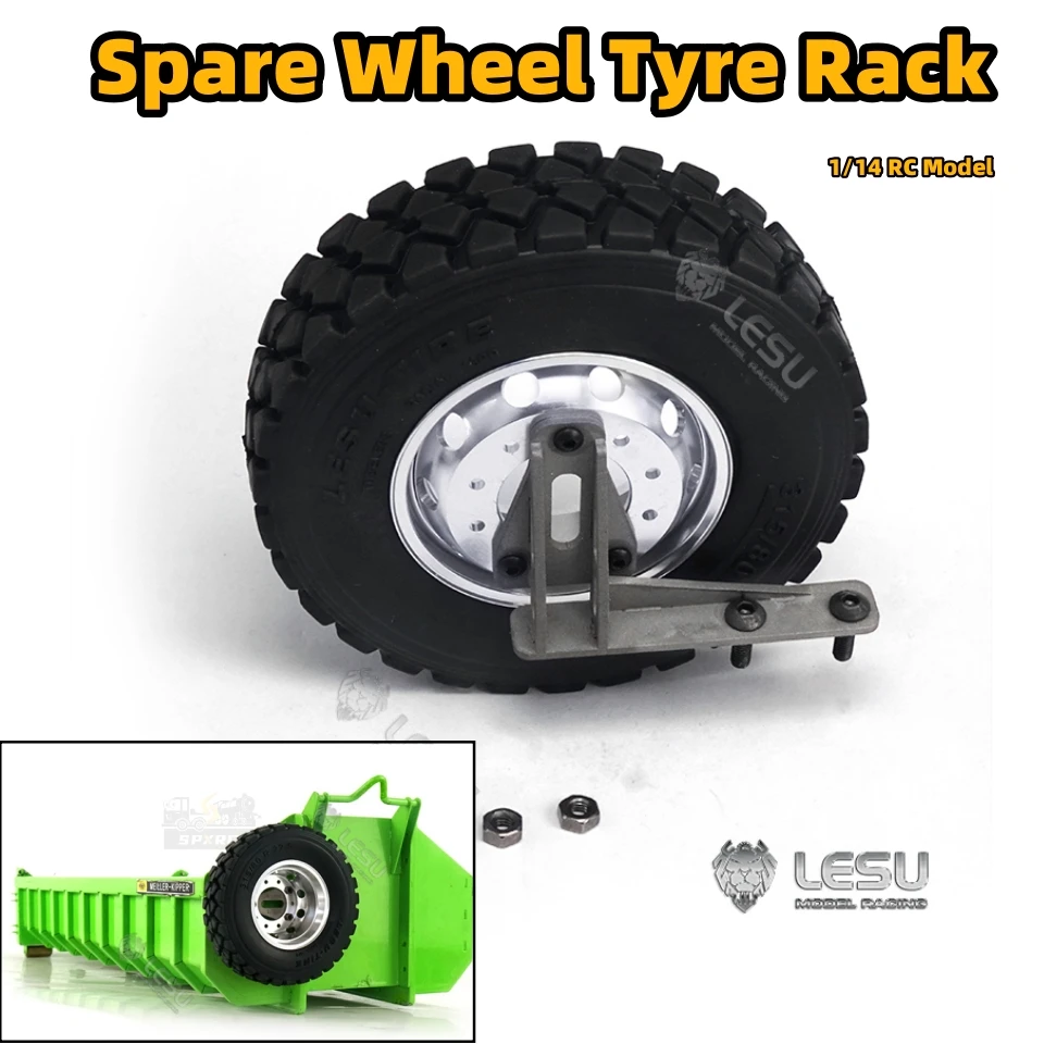 

Стойка для запасного колеса для 1/14 Tamiya RC LESU Самосвал, ведро-хоппер с зарезервированными отверстиями для установки деталей игрушек