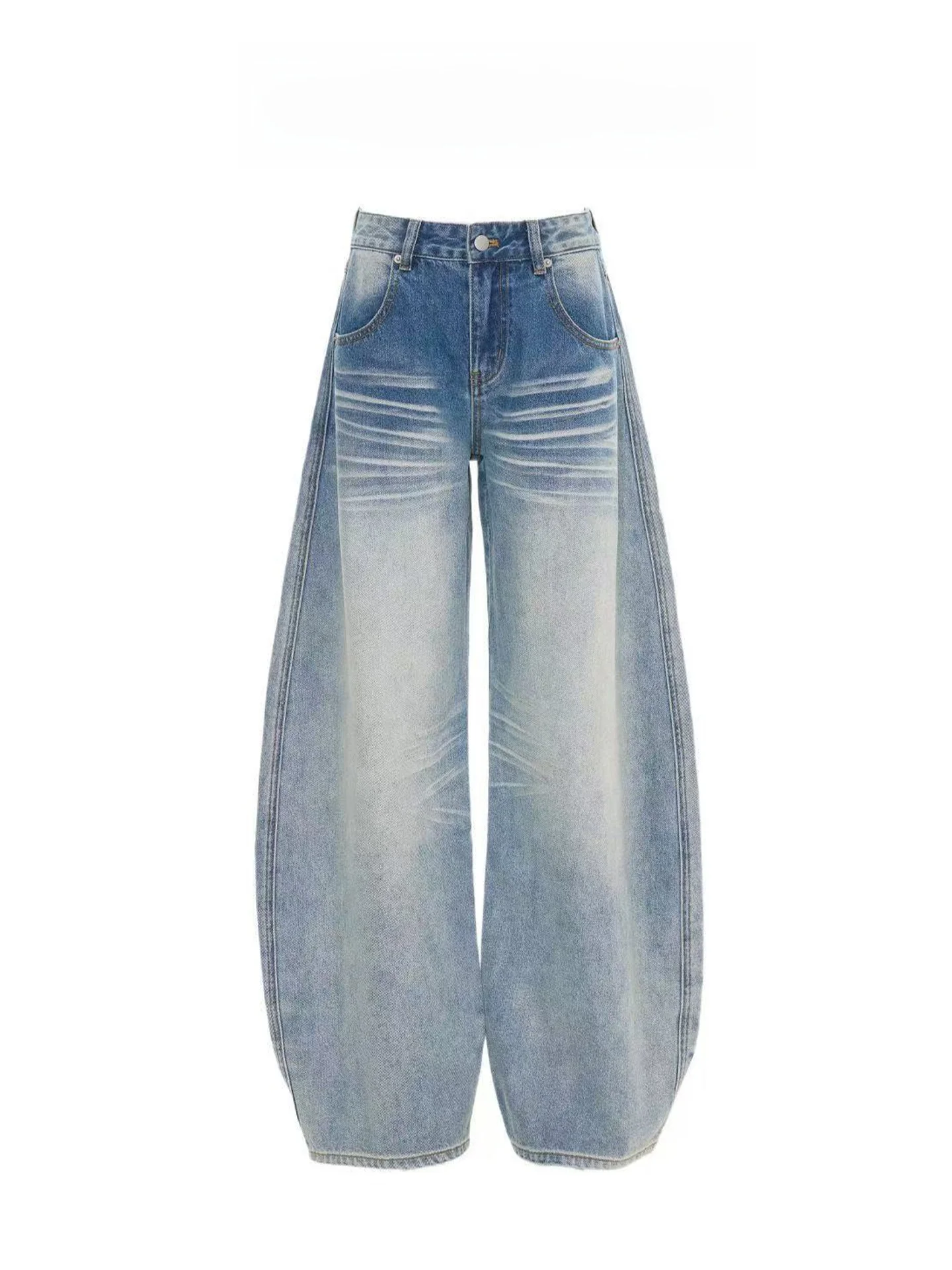 

American Wash Low Waist Wide Leg Jeans Women's Spring New Loose Slimming Draping Floor-Length Knife Pants
