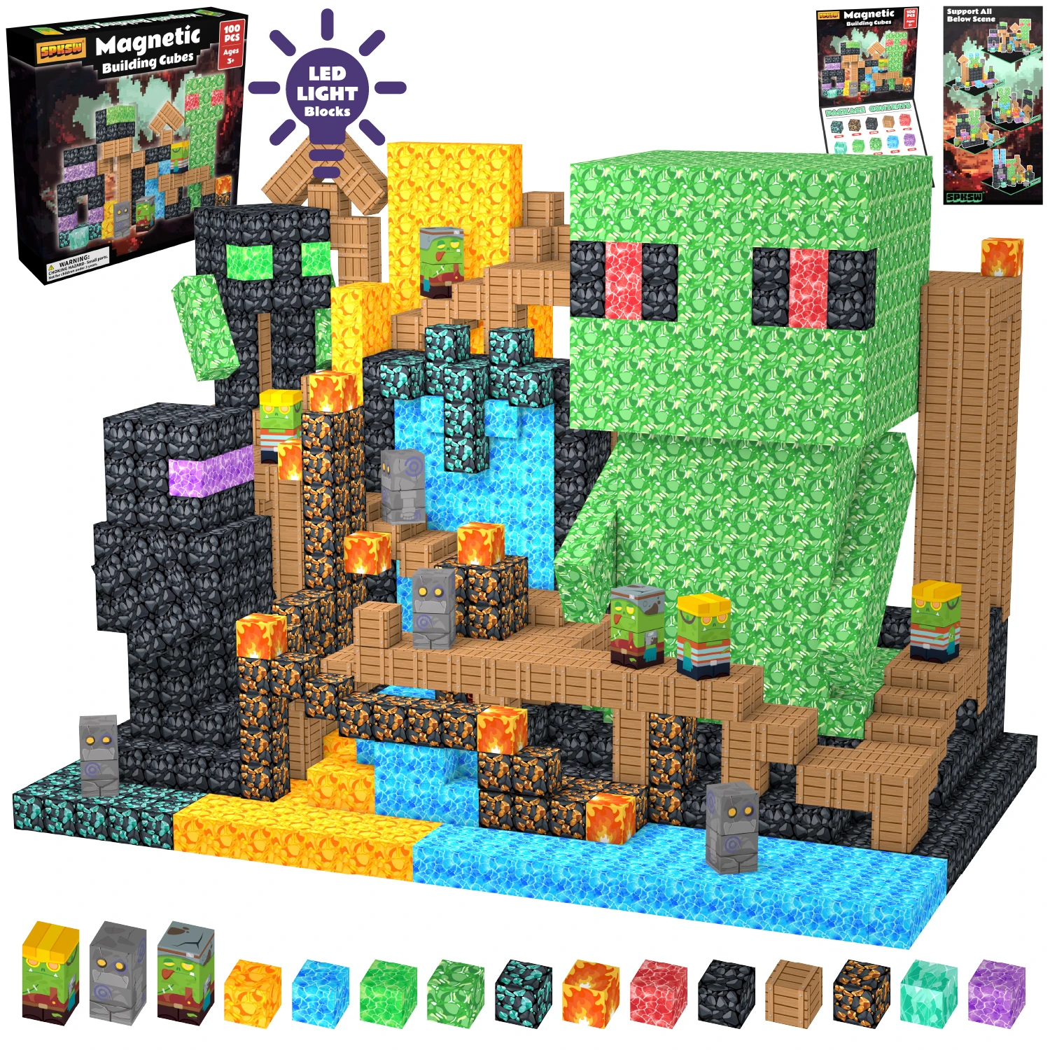 

NEW Green Monster Alien Magnetic Building Blocks Creative Monster STEM Toy 3D DIY Construction Set Educational Kids Gift