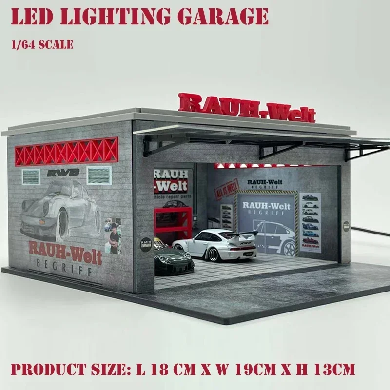 Assemble Diorama 1:64 RWB Coating LED Lighting Garage Use For Model Car Display Station