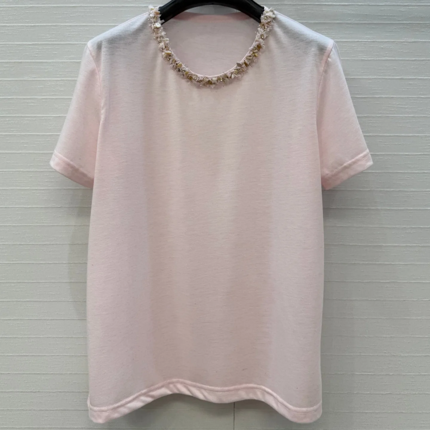 

Handwoven Lace ort Sve T-irt Loose Casual Knitted Top Spring 2026 New Sle Cotton Gentleman Sle round Ne Sweater