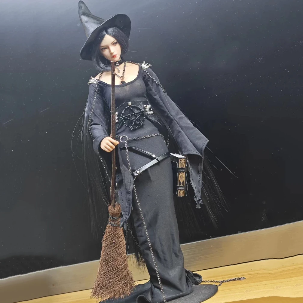 costume-noir-de-sorciere-feminine-a-l'echelle-1-6-robe-longue-a-manches-longues-avec-chapeau-haut-et-balai-pour-modele-de-corps-de-figurine-d'action-de-12-pouces
