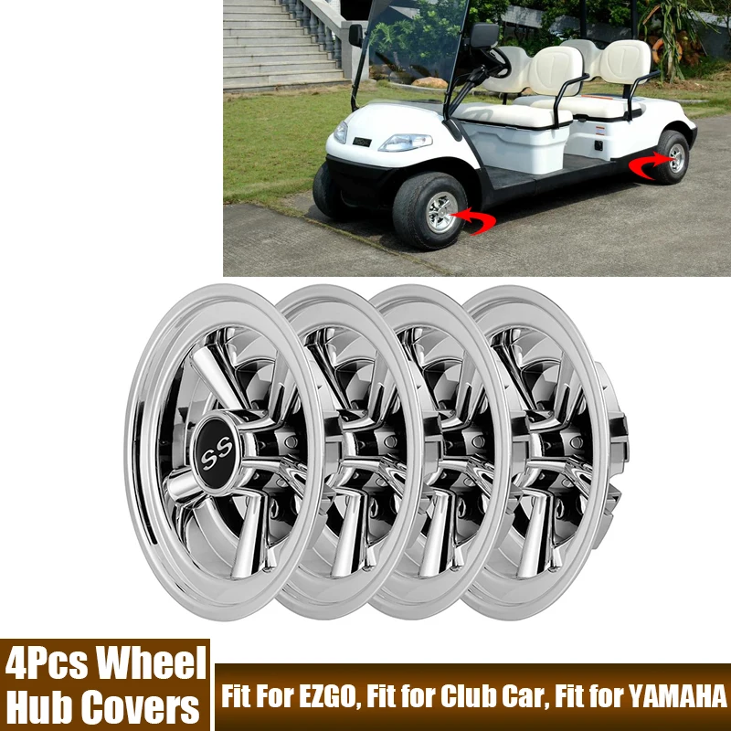 

4Pcs/Set Wheel Hub Covers 8 Inch Chrome Silver Vehicle Hub Caps Fit For EZGO, Fit For Club Car, Fit For YAMAHA