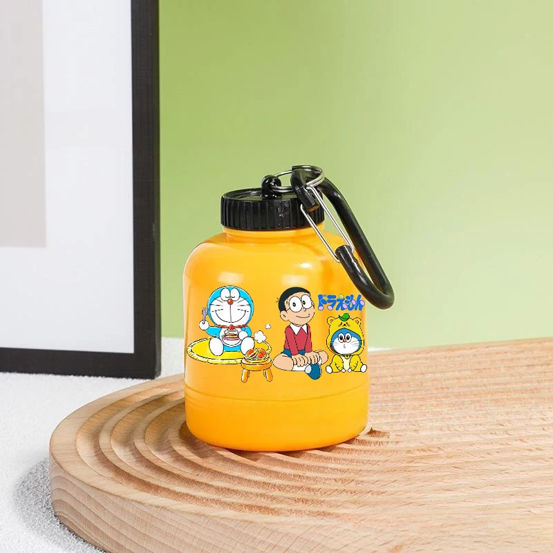200 ミリリットルドラえもん薬粉末ボトルポータブルプロテインパウダーボックスアウトドアスポーツ収納キーホルダー付き健康漏斗薬箱