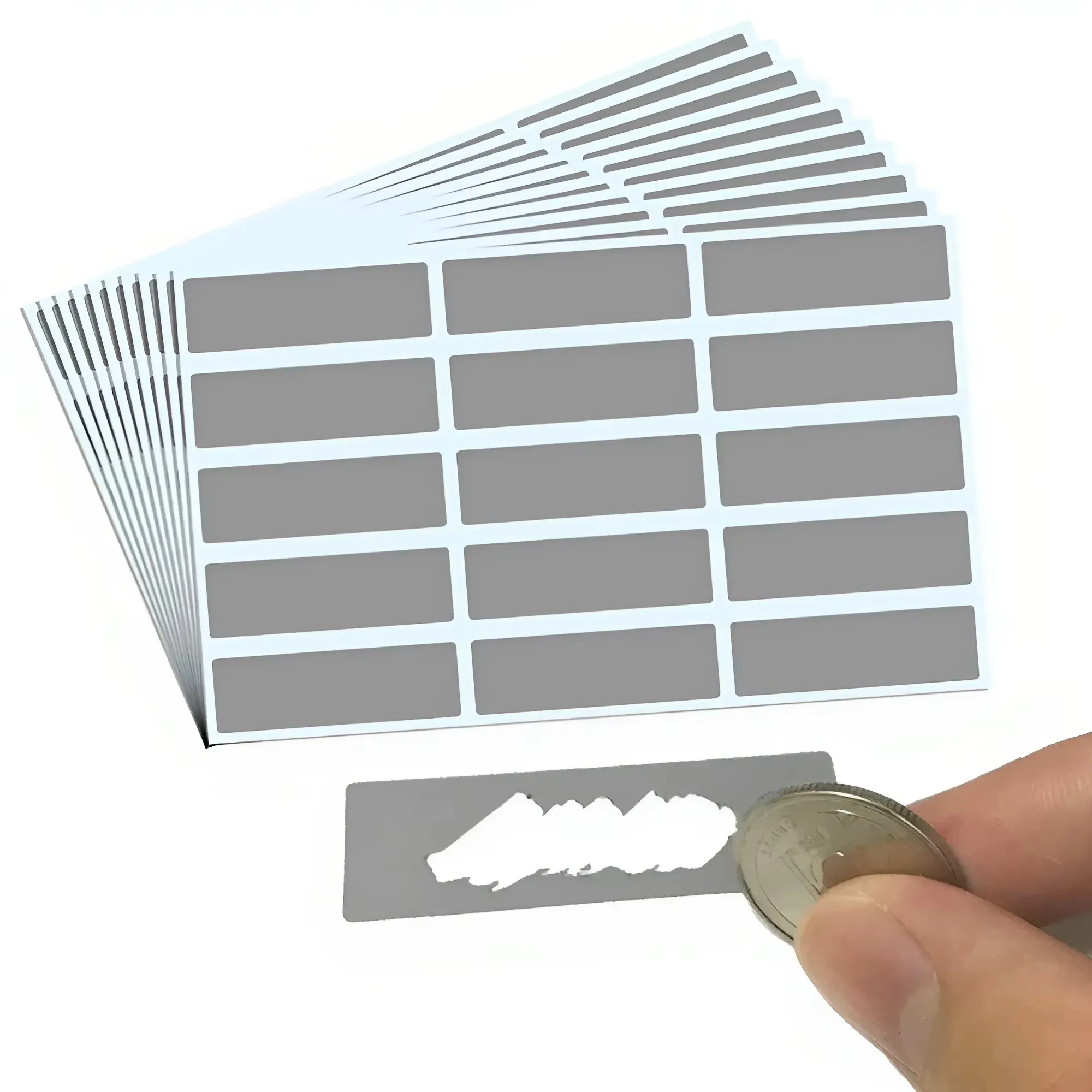 100pcs/ Pack (10 sheets) Rectangle Scratch Off Stickers Labels, 1.9 x 0.6 inch