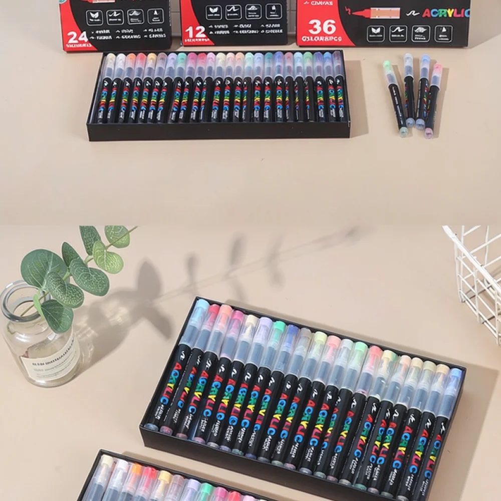Soft Tip Acrylic Marker Pen Liquid Ink System Waterproof Paint Tool For Artist Student Sketching Illustration Coloring Supplies