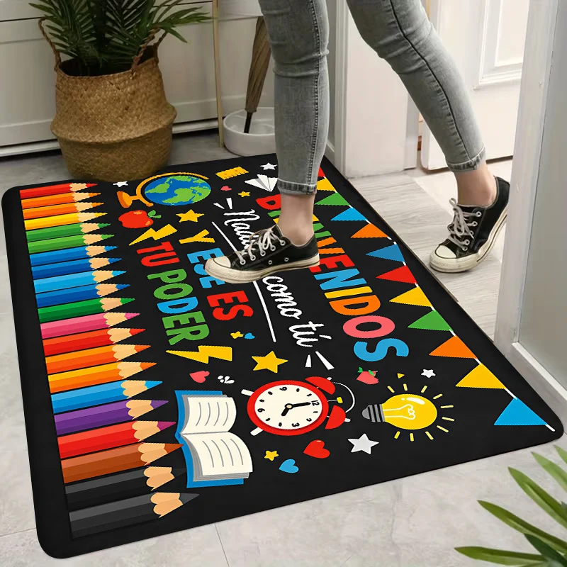 Spanish Inspirational Doormat, Motivational Classroom Entrance Welcome Floor Mat, Washable Kitchen Dining Room Party Rug