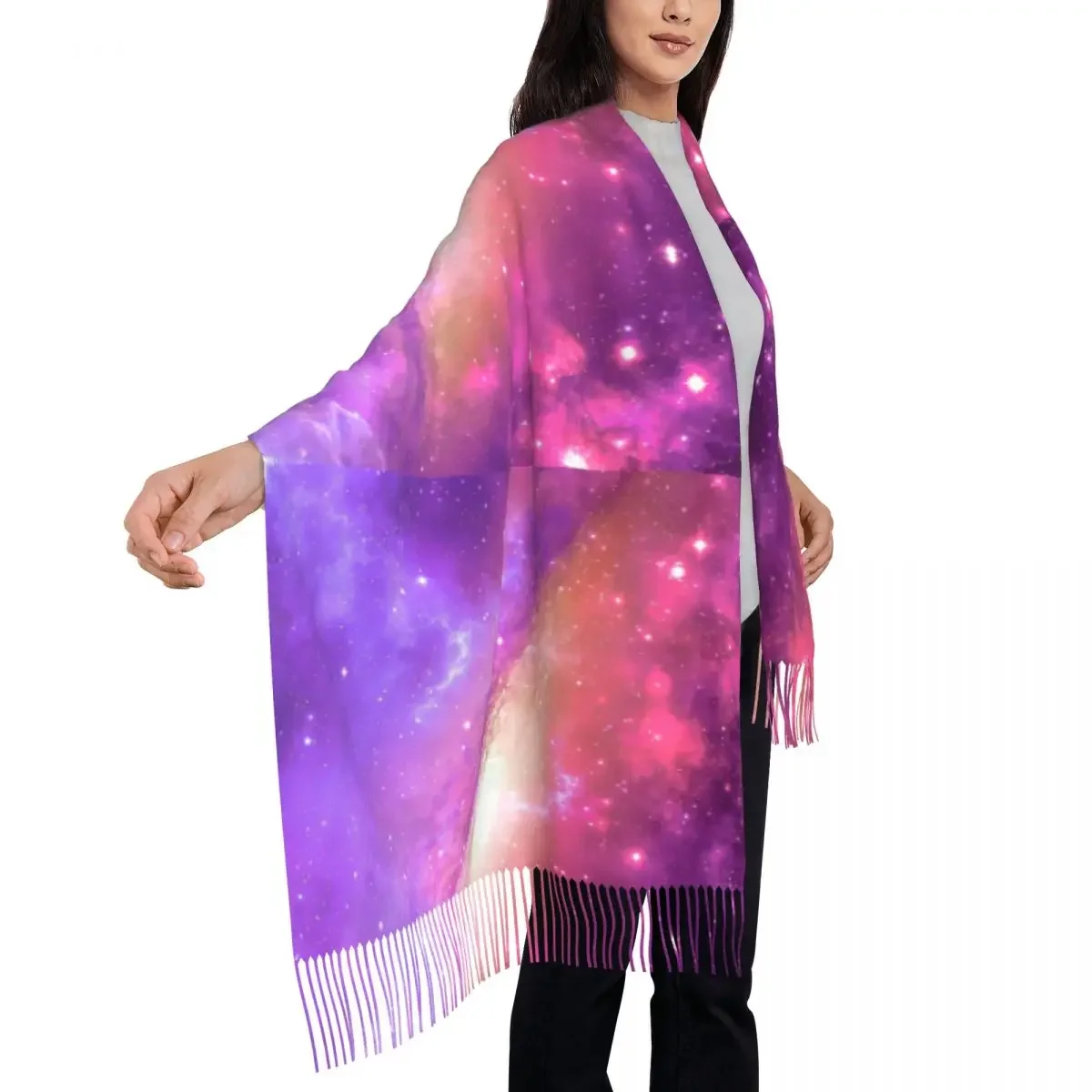 Galaxy Scarf Men Women Colorful Print Scarves Wraps with Long Tassel Winter Popular Shawls Wrpas Warm New Design Bufanda