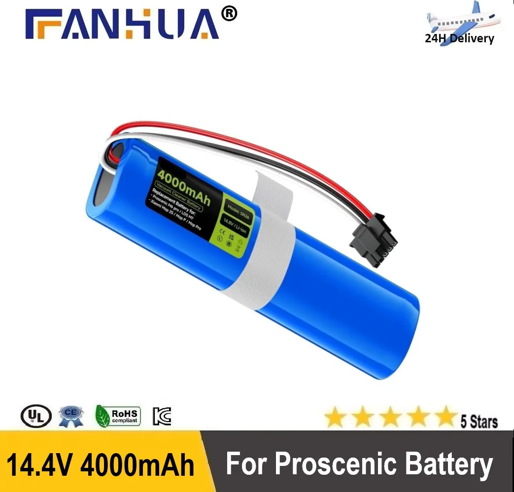 

14.8V 4000mAh Replacement Battery Compatible with Proscenic M6 Pro/LDS M7 & Xiaomi Mop 2S/P/Pro Robotic Vacuum Cleaner Parts