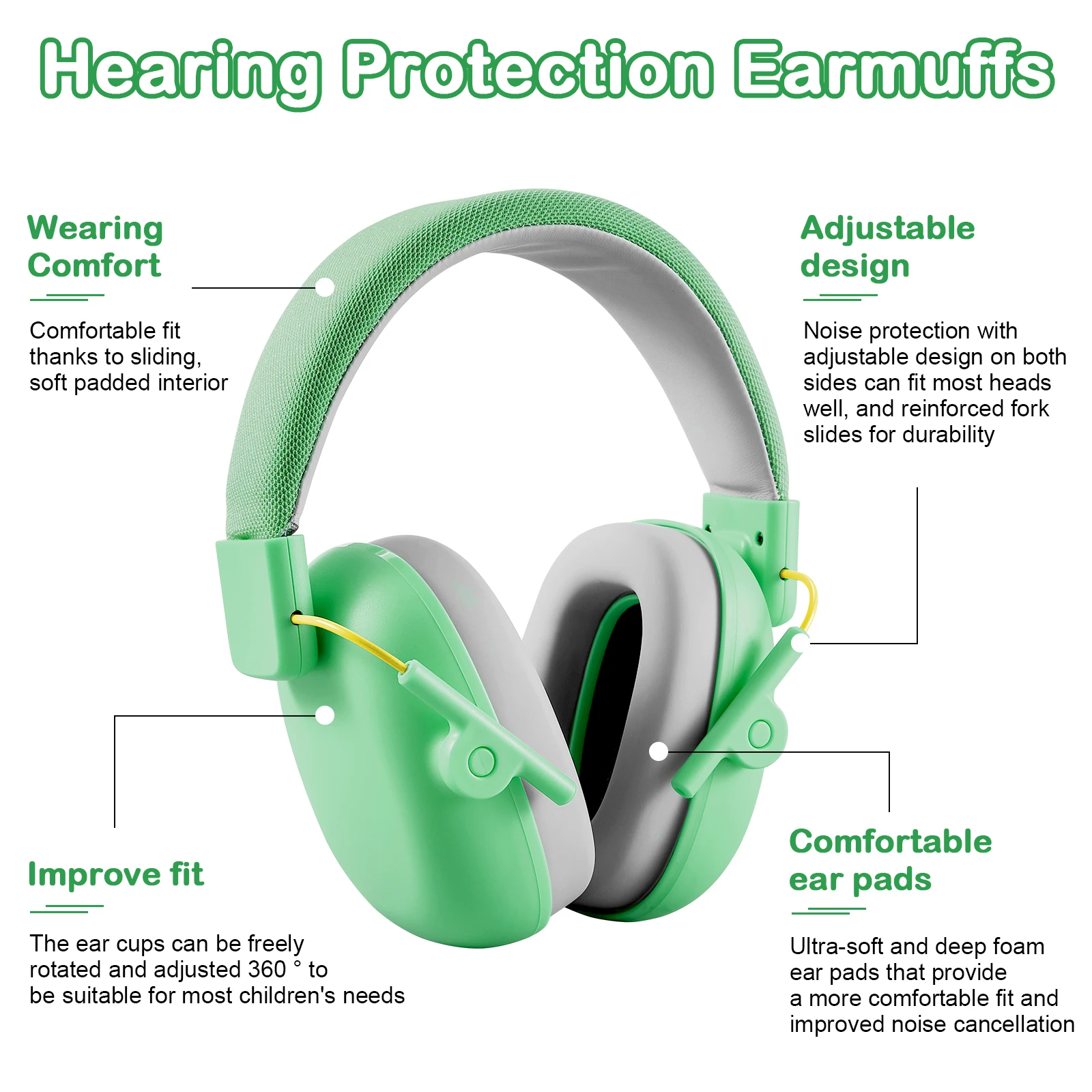 K3 Kid Ear Protection Baby Noise Earmuffs Noise Reduction Ear Defenders earmuff for children Adjustable NRR 25db Safety